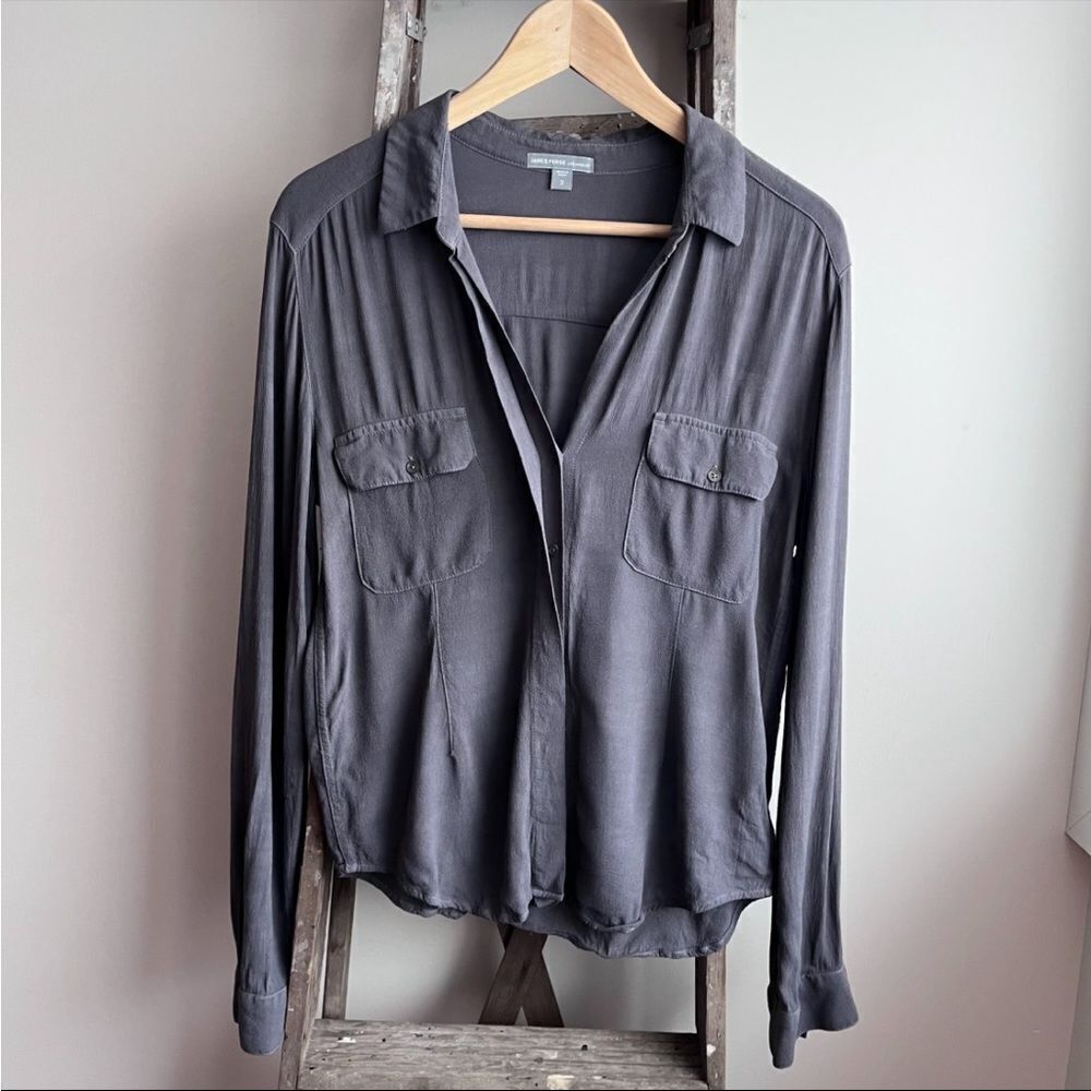 James Perse Gray Button Top